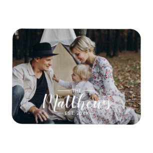 Íman Foto personalizada com nome de família e ano esta