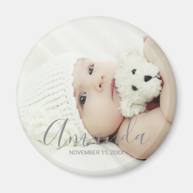 Íman Foto personalizada com nome e texto personalizados (Frente)