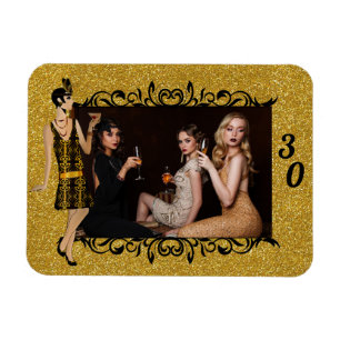 Íman Foto Personalizada Da 30 Da Garota Flapper Do Glam