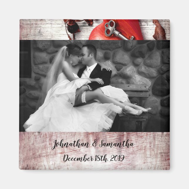 Íman Foto personalizada da chave de madeira do país do  (Frente)