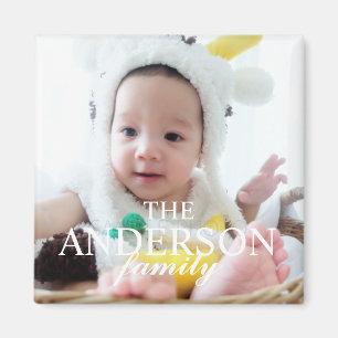 Íman Foto personalizada da família com nome da famíli