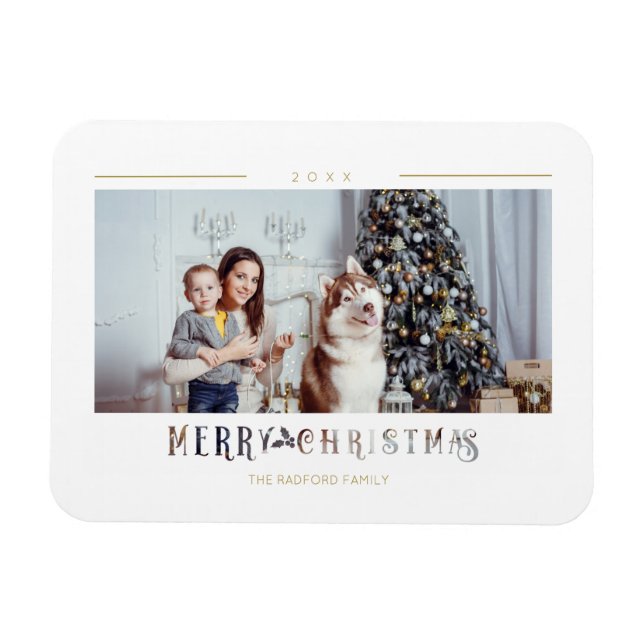 Íman Foto personalizada da tipografia de Natal feliz mo (Horizontal)