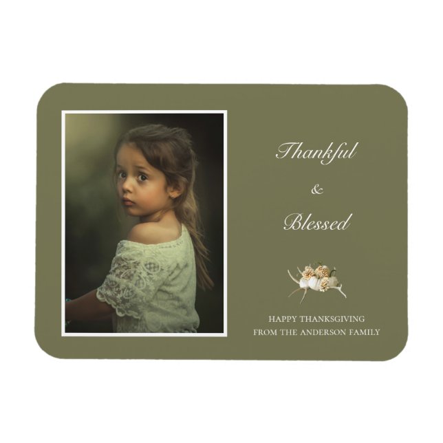 Íman Foto Personalizada de Ação de Graças (Horizontal)