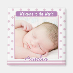 Íman Foto personalizada de bebê personalizada com ponto