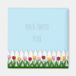 Íman Foto Personalizada De Borda De Flor De Tulip Cheio