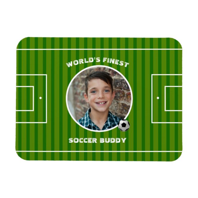 Íman Foto personalizada de campo do futebol verde moder (Horizontal)