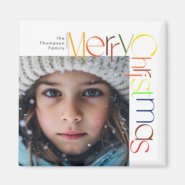 Íman Foto personalizada de cartas de Natal feliz (Frente)