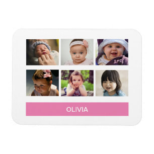 Íman Foto personalizada de cor rosa - personalizada
