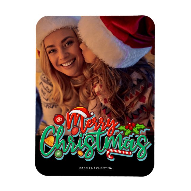 Íman Foto personalizada de Natal feliz (Vertical)