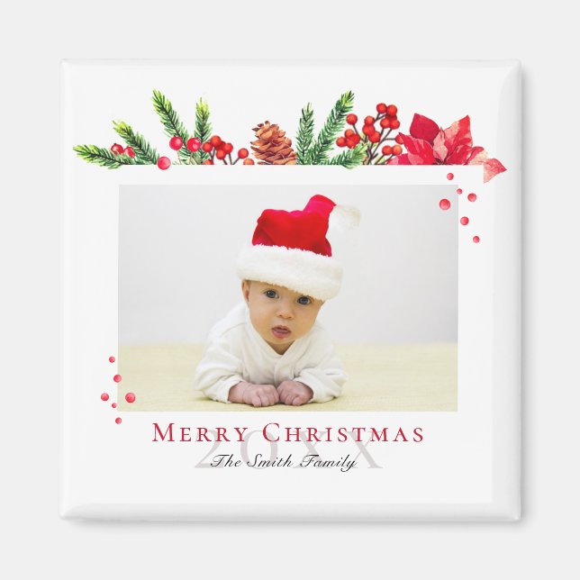 Íman Foto personalizada de quadro de natal adorável (Frente)