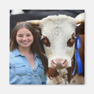 Íman Foto Personalizada de Vaca de Exposição de Gado