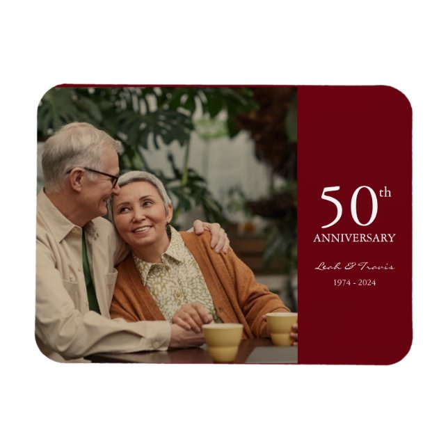 Íman Foto personalizada do aniversário casamento Branca (Horizontal)