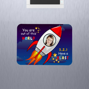 Íman Foto personalizada do foguete astronauta