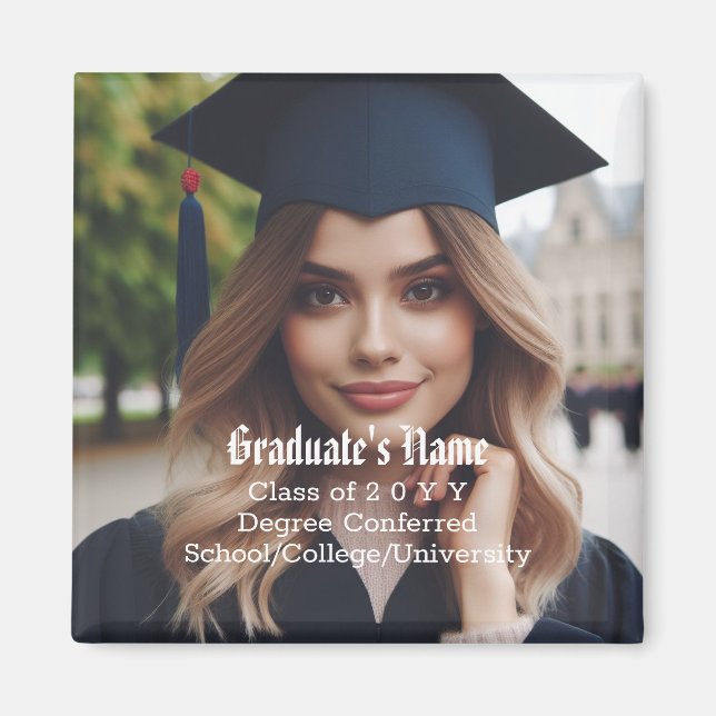 Íman Foto personalizada do Formando, nome e ano de clas (Frente)