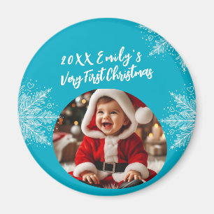 Íman Foto personalizada do primeiro Natal do bebê