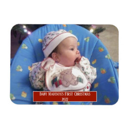 Íman Foto personalizada do primeiro Natal do bebê