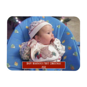 Íman Foto personalizada do primeiro Natal do bebê