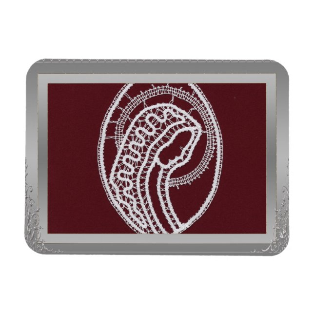 Íman Foto personalizada do quadro de borda prateada S.  (Horizontal)