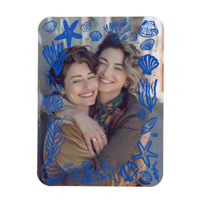 Íman Foto personalizada do quadro de capas azuis (Vertical)