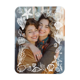 Íman Foto personalizada do quadro de conchas brancas