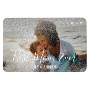 Íman Foto personalizada do Silver Glitter da "Melhor M