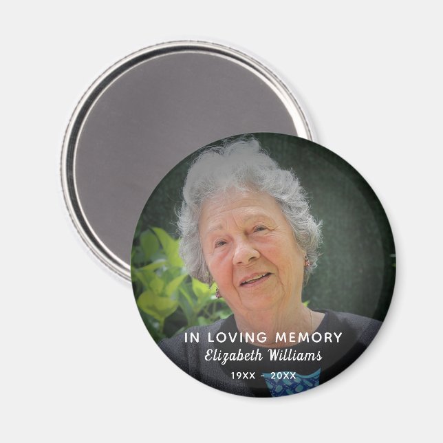 Íman Foto Personalizada Em Memória Com Amor Celebração  (Front/Back)