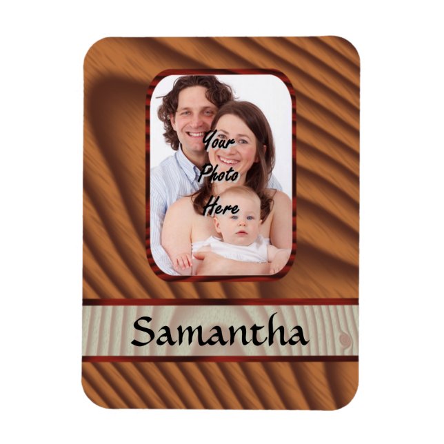 Íman Foto personalizada Faux Wooden (Vertical)