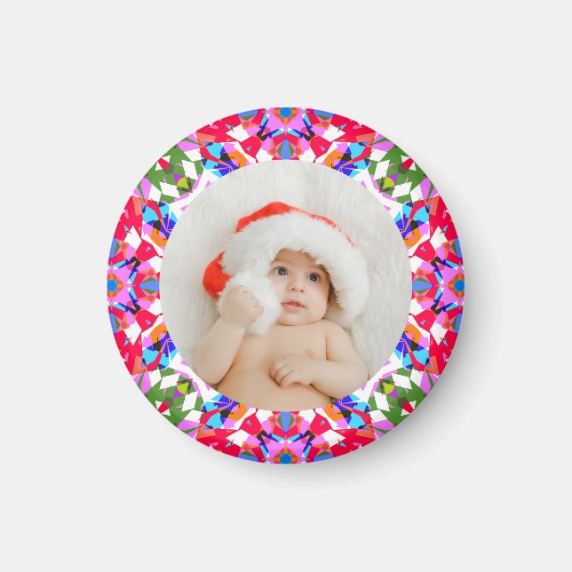 Íman Foto personalizada Feliz Natal Moderno Colorido (Frente)