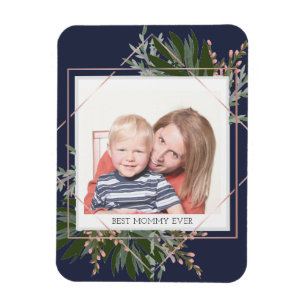 Íman Foto personalizada floral do melhor dia das mães