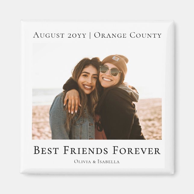 Íman Foto Personalizada Moderna Amigas Para Sempre (Frente)