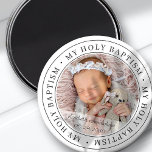 Íman Foto Personalizada Moderna do Simples Batismo Foto<br><div class="desc">Este design simples e clássico é composto por tipografia serif e adiciona uma foto personalizada. "Meu Santo Batismo" circula a foto do seu bebê,  filho,  etc</div>