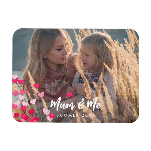 Íman Foto Personalizada Moderna Escrevendo Corações Ros (Horizontal)