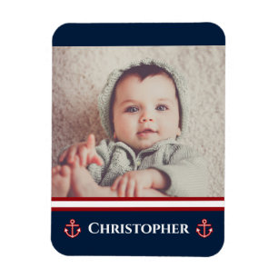 Íman Foto Personalizada Náutica Marinha Azul Naval Verm