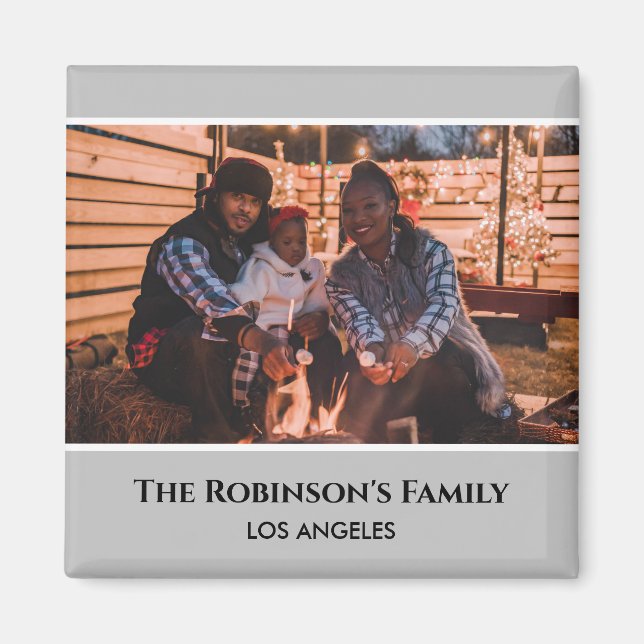 Íman Foto personalizada no quadro de Cinzas com texto (Frente)