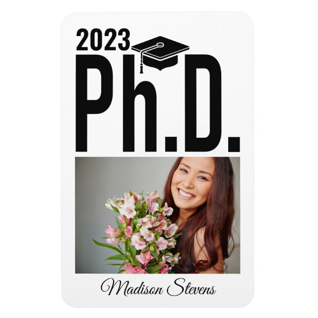 Íman Foto personalizada, nome e ano de Ph.D. (Vertical)
