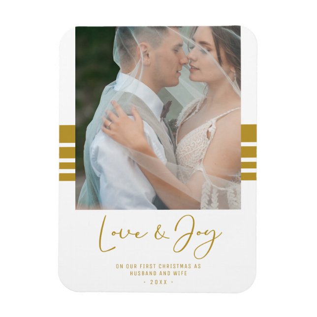 Íman Foto personalizada para recém-casados Primeiro Nat (Vertical)