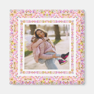 Íman Foto personalizada Pastel rosa feliz Dia da Mãe Ve