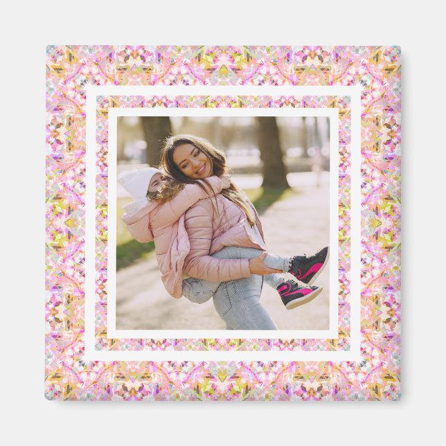 Íman Foto personalizada Pastel rosa feliz Dia da Mãe Ve (Frente)