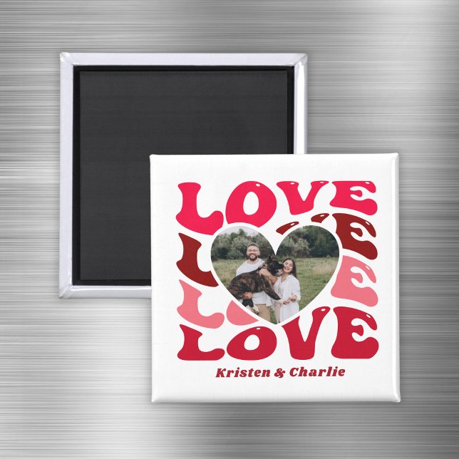 Íman Foto personalizada personalizada do coração do Dia (Personalized Valentine's Day Heart Custom Photo Magnet
)