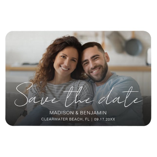 Íman Foto Personalizada Salvar Data do Casamento Ensaio (Horizontal)