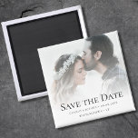 Íman Foto personalizada Salvar o casamento de data<br><div class="desc">Foto personalizada "salve a data" do imã de casamento com cobertura branca.</div>