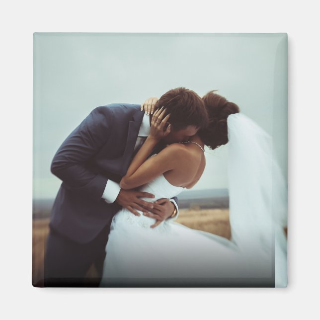 Íman Foto personalizada simples de casamento recém-casa (Frente)