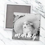 Íman Foto personalizada simples e russa moderna<br><div class="desc">Este design simples e clássico é composto por uma tipografia cursiva divertida e adiciona uma foto personalizada do seu animal de estimação.</div>