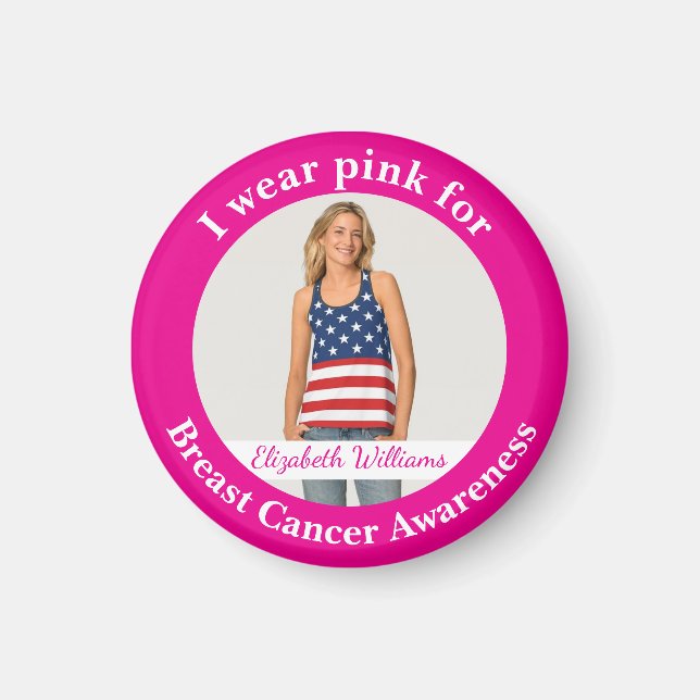 Íman Foto personalizada use rosa para conscientização d (Frente)