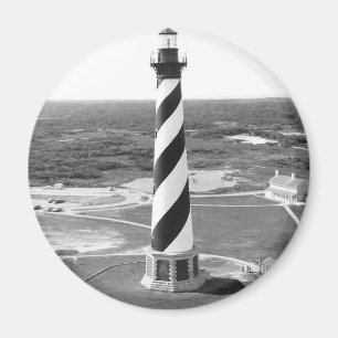 Íman Foto preto e branco do farol de Hatteras do cabo
