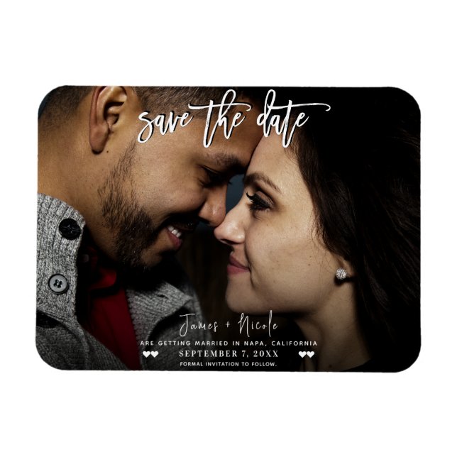 Íman Foto Preto e Branco Save the Date Casamento (Horizontal)