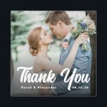 Íman Foto Rascunho Negrito Branco Obrigado Casamento<br><div class="desc">Ímã de Foto de Casamento Simples Moderno com Letra Branca e Elegante.</div>