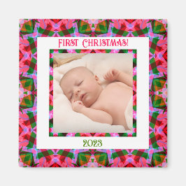 Íman Foto Rosa De Natal Festivo Personalizada