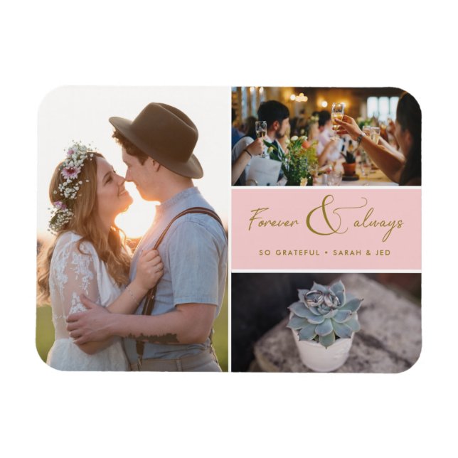 Íman Foto rosa - Obrigado Collage para sempre (Horizontal)