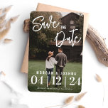 Íman Foto: Salve o ímã de data | Faux Vellum<br><div class="desc">Imã salve a data minimalista com uma sobreposição de vellum falso. Esta elegante mas simples salvação da data é perfeita como um imã!</div>